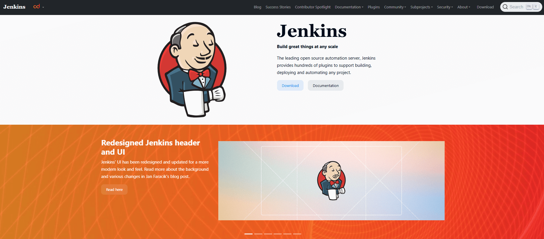 Screenshot of Jenkins website